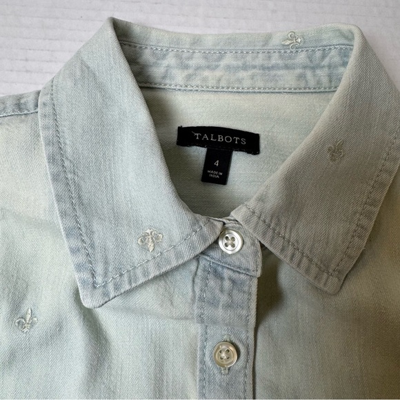 Talbots Light Denim Button Down Long Sleeve Shirt - Picture 5 of 6
